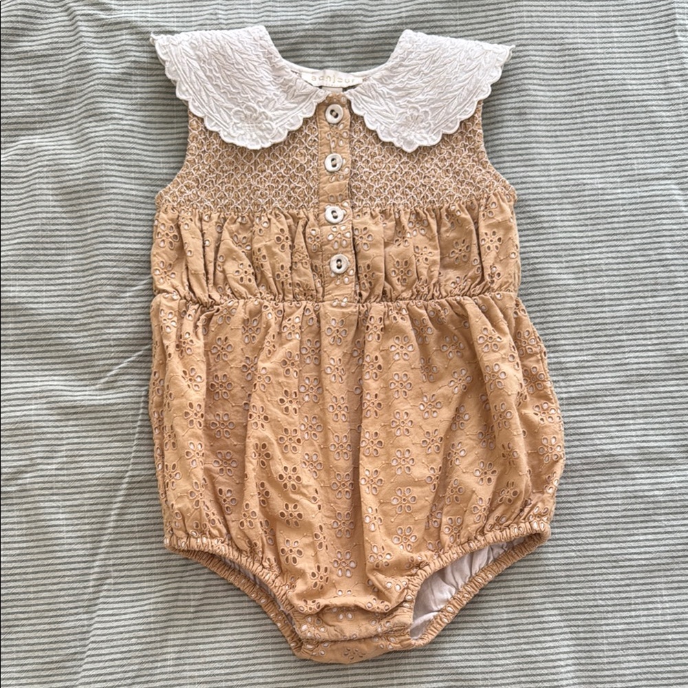 Charming Tan Baby Romper